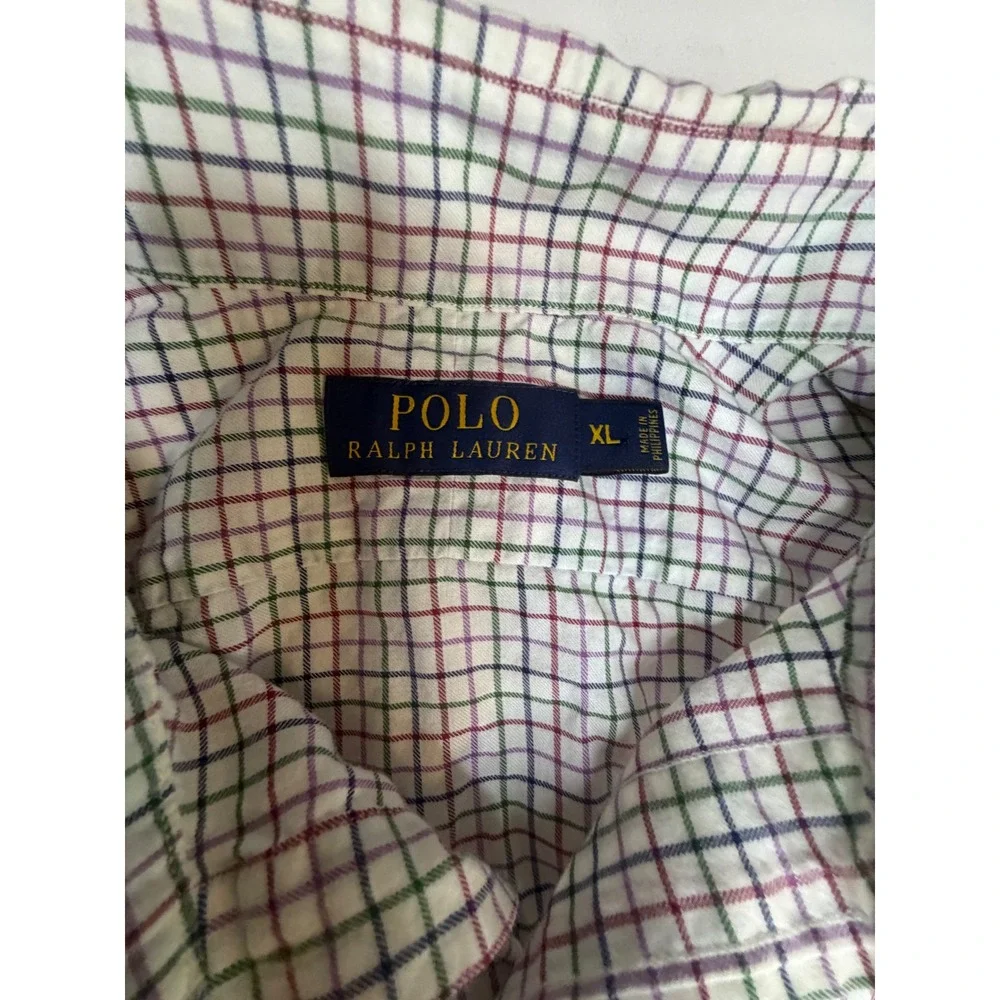 Polo Ralph Lauren XL Mens Button Down Shirt Tattersall Check Multi Color Cotton